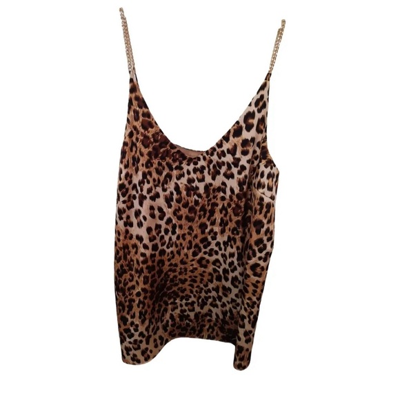 cupcakes & cashmere Tops - Cupcakes and Cashmere Leopard Print Chain Strap Cami Top